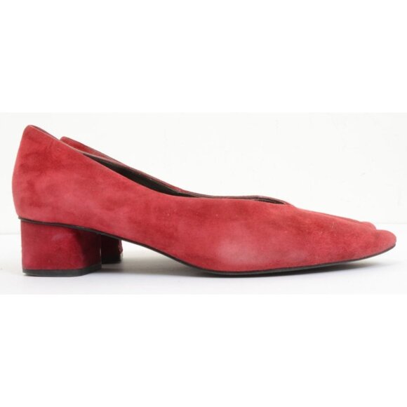 Vaneli Red Suede Leather Fabric Low Heel Career Pumps Slip On Shoes Size 8B - Picture 5 of 11